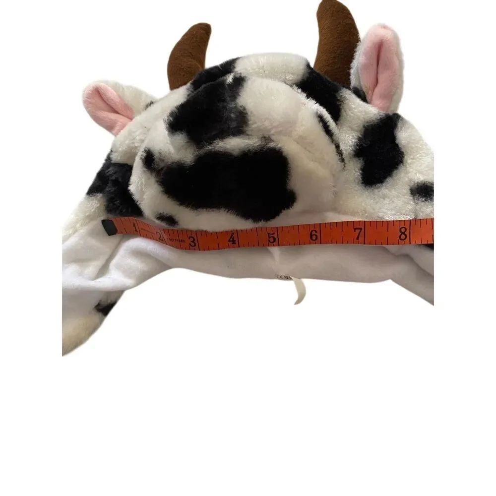 Rugged Wear Unisex Kids One Size Critter Hats White Black Cozy Winter Plush Cow